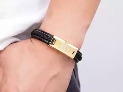 Acessório de luxo aço inoxidável masculino couro - Smartshopstores Boutique