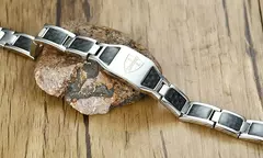 Pulseira magnética masculina, fibra de carbono, saúde e energia, 12mm