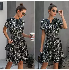 Vestido feminino de oncinha com babado, casual - Smartshopstores Boutique