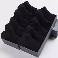 Imagem do 5 pares/lote baixo corte meias masculinas cor sólido preto branco cinza traçã