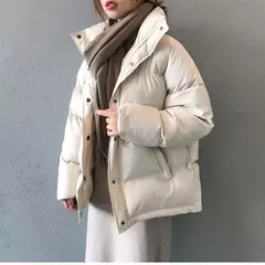 Imagem do Jaqueta Feminina com gola alta, casaco curto, cor solida, moda inverno