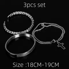 Pulseira de aço inoxidável, jóia esculpida de luxo, puro charme, conjunto de três peças - comprar online
