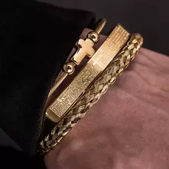 Conjunto de pulseiras cruzadas em aço inoxidável - comprar online