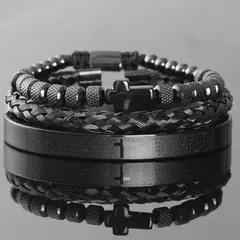 Conjunto de pulseiras cruzadas em aço inoxidável