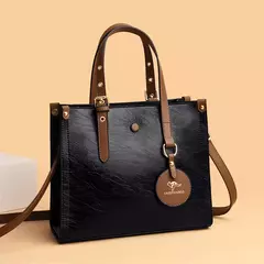 Bolsa de couro vintage para mulheres 3 camadas, bolsa casual para senhoras, bols