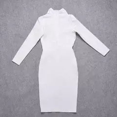 Vestido manga longa profundo decote em v sexy - loja online