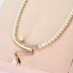 Conjunto de joias, elegante, festa de casamento, colar de pérolas - loja online