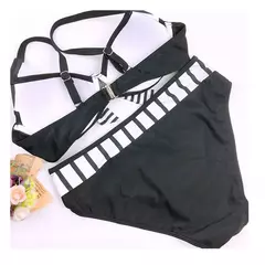 Maiô sexy preto de bolinhas para mulheres, conjunto acolchoado de biquíni push na internet