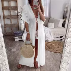 Saida de praia, cobertura longo cardigan renda - comprar online