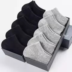 5 pares/lote baixo corte meias masculinas cor sólido preto branco cinza traçã - Smartshopstores Boutique