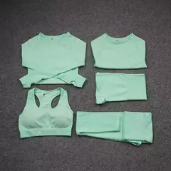 Conjunto sem costura feminino para ioga, roupa esportiva com manga longa - Smartshopstores Boutique