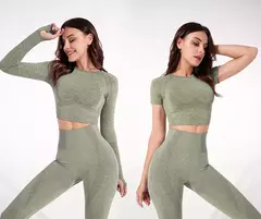 2/3/5 pçs sem costura feminino conjunto de yoga treino roupas esportivas