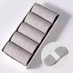 5 pares/lote baixo corte meias masculinas cor sólido preto branco cinza traçã - comprar online