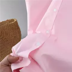 Camisa feminina de botões de manga comprida, blusas 100% algodão - loja online