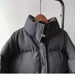 Jaqueta Feminina com gola alta, casaco curto, cor solida, moda inverno