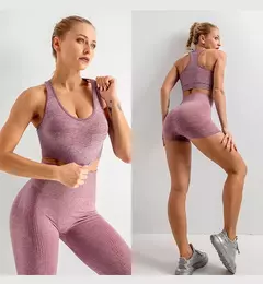 Conjunto sem costura feminino para ioga, roupa esportiva com manga longa - loja online