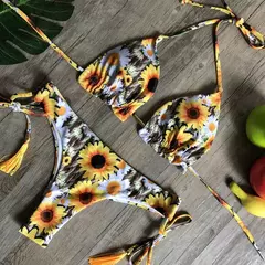 Conjunto sexy de biquíni estampado em pôa - loja online