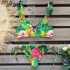 Conjunto de biquíni brasileiro sexy para mulheres, maiô push up, monocromátic