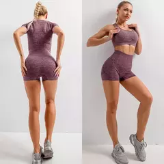 Conjunto sem costura feminino para ioga, roupa esportiva com manga longa - loja online