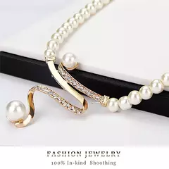 Conjunto de joias, elegante, festa de casamento, colar de pérolas na internet