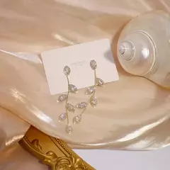 JUWANG-Luxo Banhado 14K Folhas de Ouro Real Brinco, Delicado Micro Incrustado Zi na internet