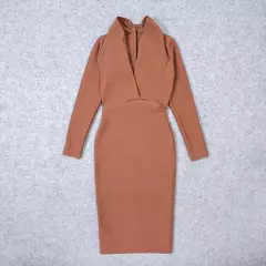Imagem do Vestido manga longa profundo decote em v sexy