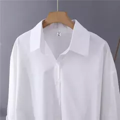 Camisa feminina de botões de manga comprida, blusas 100% algodão - comprar online