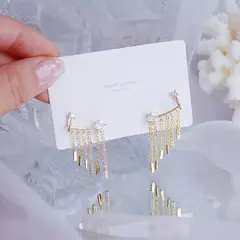 JUWANG-Luxo Banhado 14K Folhas de Ouro Real Brinco, Delicado Micro Incrustado Zi - comprar online