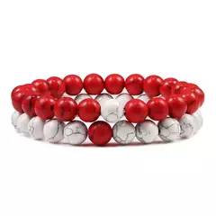 Conjunto de pulseira de pedra de lava natural preto e branco para casais, olho de tigre frisado - Smartshopstores Boutique