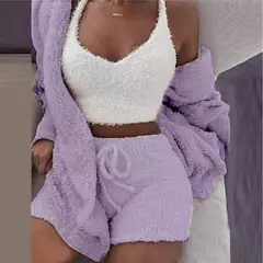 2 peças/3 peças conjunto de pijama feminino sexy fofo veludo plush robe - Smartshopstores Boutique