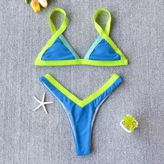 Conjunto de biquíni feminino push-up sólido, maiô patchwork, maiô brasileiro - Smartshopstores Boutique