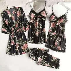 Pijamas Camisola, Kimono Roupão Vestido, Cetim Lady Nighty Renda Patchwork na internet