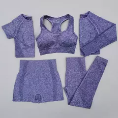Imagem do Conjunto sem costura feminino para ioga, roupa esportiva com manga longa