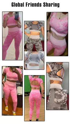 Camuflagem conjunto de esporte feminino 2 peças duas peças na internet