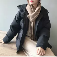 Imagem do Jaqueta Feminina com gola alta, casaco curto, cor solida, moda inverno