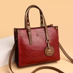 Imagem do Bolsa de couro vintage para mulheres 3 camadas, bolsa casual para senhoras, bols