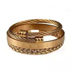 Luxo 3 pçs/set pulseira de aço inoxidável hip hop homens jóias número romano na internet