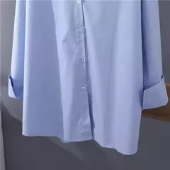 Camisa feminina de botões de manga comprida, blusas 100% algodão