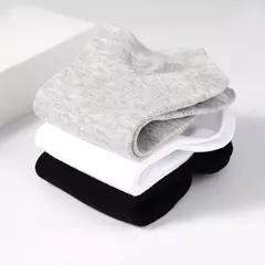5 pares/lote baixo corte meias masculinas cor sólido preto branco cinza traçã na internet