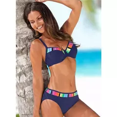 Maiô sexy preto de bolinhas para mulheres, conjunto acolchoado de biquíni push