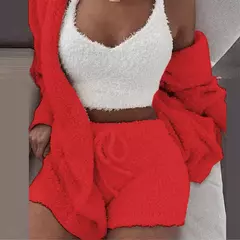 2 peças/3 peças conjunto de pijama feminino sexy fofo veludo plush robe na internet