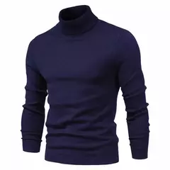 Imagem do Suéter de gola alta grosso, masculino, pulôver casual, monocromático, alta qualidade