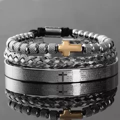 Imagem do Conjunto de pulseiras cruzadas em aço inoxidável