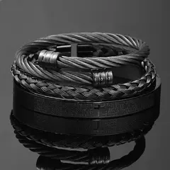 Conjunto de pulseiras cruzadas em aço inoxidável - comprar online