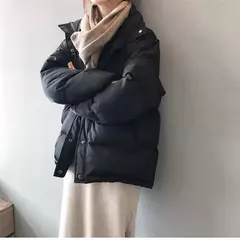 Jaqueta Feminina com gola alta, casaco curto, cor solida, moda inverno - loja online