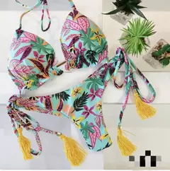 Conjunto sexy de biquíni estampado em pôa - loja online