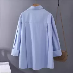 Camisa feminina de botões de manga comprida, blusas 100% algodão - Smartshopstores Boutique