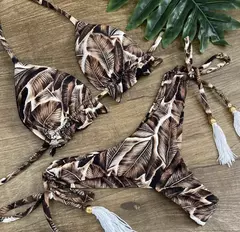Conjunto sexy de biquíni estampado em pôa