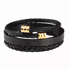 Luxo 3 pçs/set pulseira de aço inoxidável hip hop homens jóias número romano - comprar online
