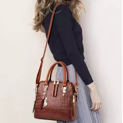 Bolsa padrão crocodilo, couro PU, bolsa de ombro na internet